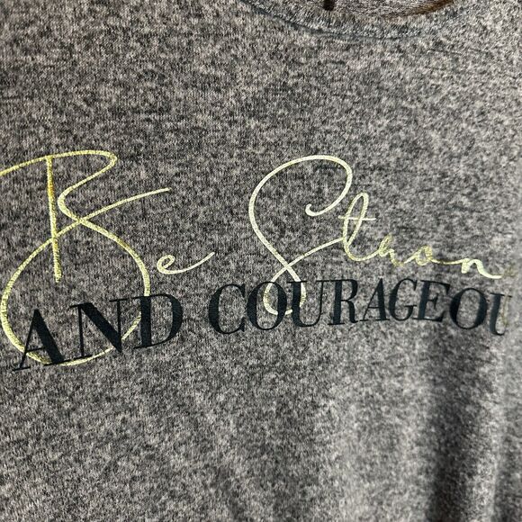 Womens Plus‎ Size 2x Top Be Strong And Courageous Brand Tea Please Tie - Picture 4 of 6